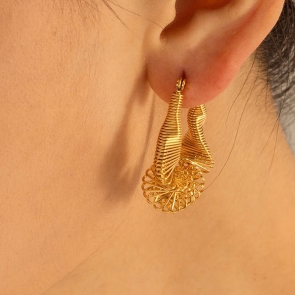 14k Vermeil Spiral hoops spring earrings